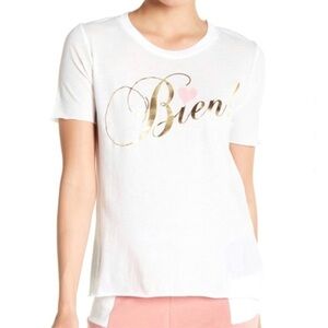 Wildfox Bien! White Tee with Gold Accent- Medium
